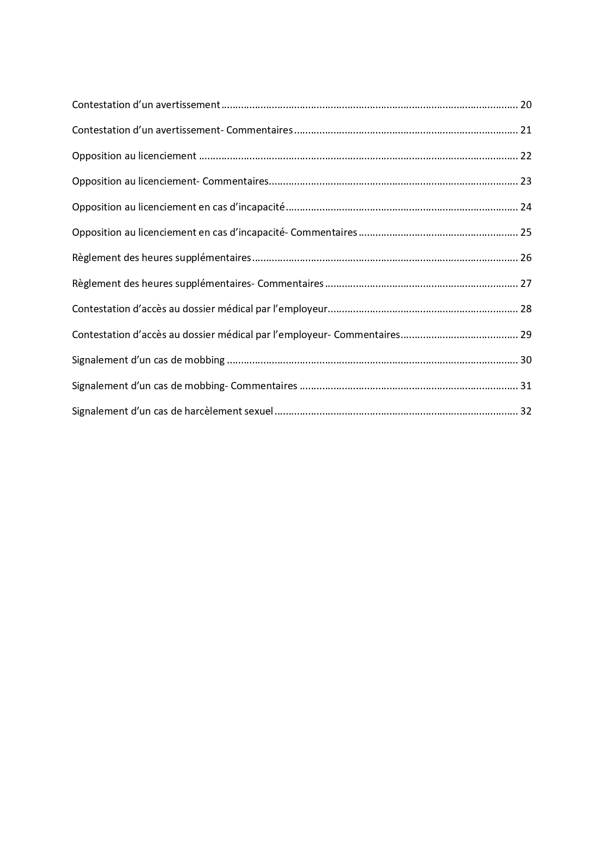 15 lettres-type en droit du travail