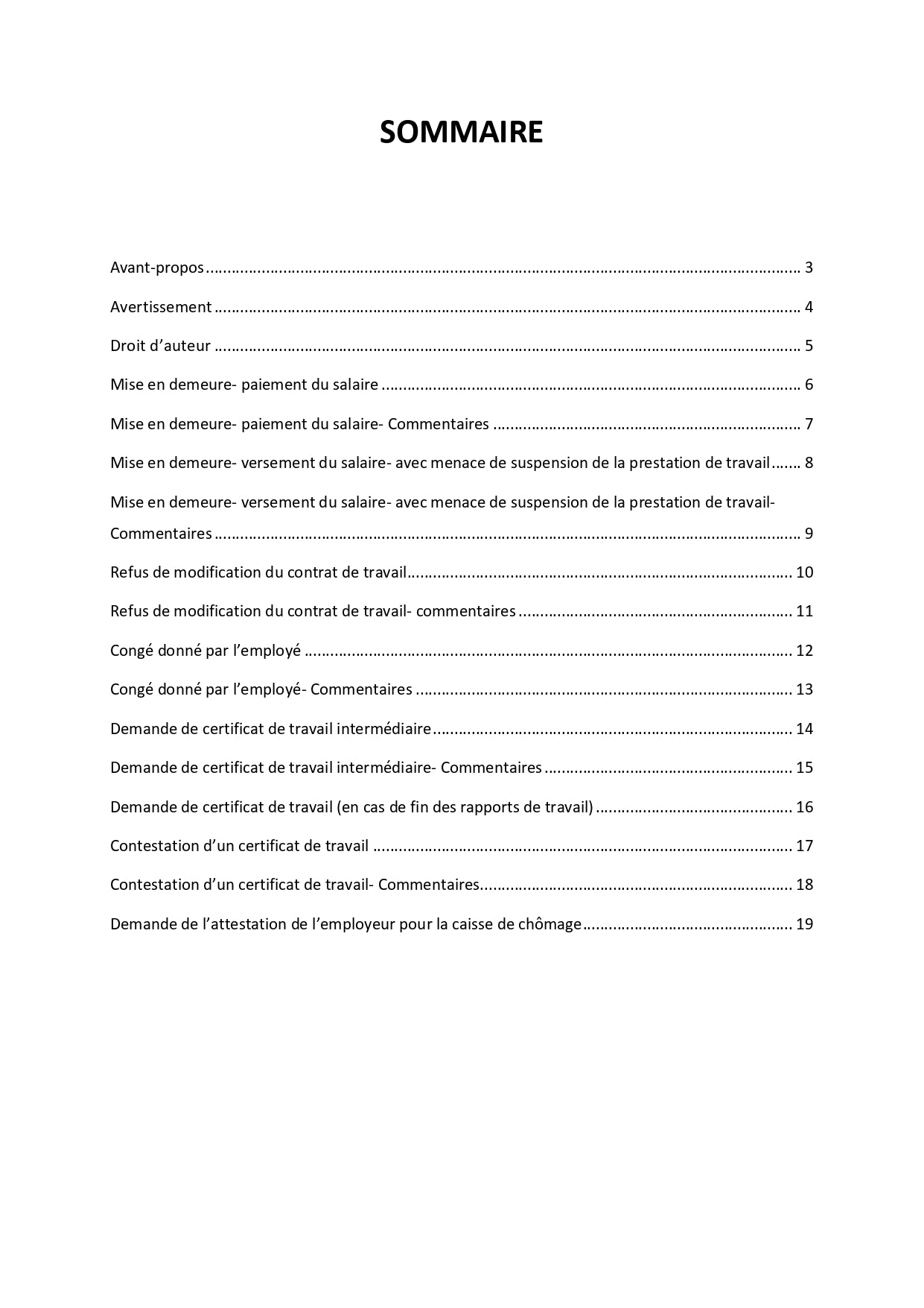 15 lettres-type en droit du travail